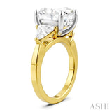 1 Ctw Oval Shape Trillion Cut & Round Cut Diamond Semi Mount Engagement Ring in 14K Yellow and White Gold