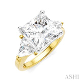 1 Ctw Princess Shape Trillion Cut & Round Cut Diamond Semi Mount Engagement Ring in 14K Yellow and White Gold