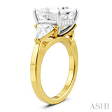 1 Ctw Princess Shape Trillion Cut & Round Cut Diamond Semi-Mount Engagement Ring in 14K Yellow and White Gold