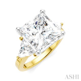 1 Ctw Princess Shape Trillion Cut & Round Cut Diamond Semi Mount Engagement Ring in 14K Yellow and White Gold