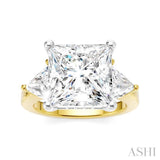 1 Ctw Princess Shape Trillion Cut & Round Cut Diamond Semi Mount Engagement Ring in 14K Yellow and White Gold