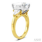 1 Ctw Princess Shape Trillion Cut & Round Cut Diamond Semi Mount Engagement Ring in 14K Yellow and White Gold