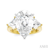 1 Ctw Pear Shape Trillion Cut & Round Cut Diamond Semi Mount Engagement Ring in 14K Yellow and White Gold