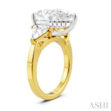 1 Ctw Pear Shape Trillion Cut & Round Cut Diamond Semi Mount Engagement Ring in 14K Yellow and White Gold