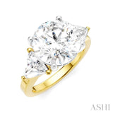 1 Ctw Circular Shape Trillion and Round Cut Diamond Semi Mount Engagement Ring in 14K Yellow and White Gold