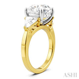 1 Ctw Circular Shape Trillion and Round Cut Diamond Semi Mount Engagement Ring in 14K Yellow and White Gold
