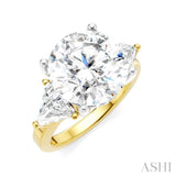 1 Ctw Circular Shape Trillion and Round Cut Diamond Semi Mount Engagement Ring in 14K Yellow and White Gold