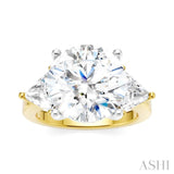 1 Ctw Circular Shape Trillion and Round Cut Diamond Semi Mount Engagement Ring in 14K Yellow and White Gold