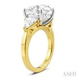 1 Ctw Circular Shape Trillion and Round Cut Diamond Semi Mount Engagement Ring in 14K Yellow and White Gold