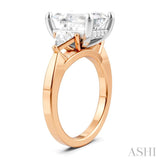 1/2 Ctw Emerald Shape Trillion and Round Cut Diamond Semi Mount Engagement Ring in 14K Rose and White Gold