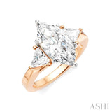 1/2 Ctw Marquise Shape Trillion and Round Cut Diamond Semi Mount Engagement Ring in 14K Rose and White Gold