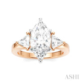 1/2 Ctw Marquise Shape Trillion and Round Cut Diamond Semi Mount Engagement Ring in 14K Rose and White Gold