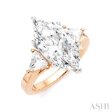 1/2 Ctw Marquise Shape Trillion and Round Cut Diamond Semi Mount Engagement Ring in 14K Rose and White Gold