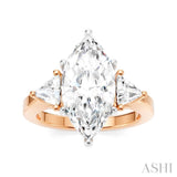 1/2 Ctw Marquise Shape Trillion and Round Cut Diamond Semi Mount Engagement Ring in 14K Rose and White Gold