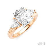 1/2 Ctw Oval Shape Trillion Cut & Round Cut Diamond Semi Mount Engagement Ring in 14K Rose and White Gold