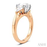 1/2 Ctw Oval Shape Trillion Cut & Round Cut Diamond Semi Mount Engagement Ring in 14K Rose and White Gold