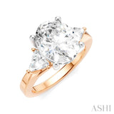 1/2 Ctw Oval Shape Trillion Cut & Round Cut Diamond Semi Mount Engagement Ring in 14K Rose and White Gold