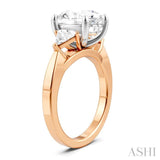 1/2 Ctw Oval Shape Trillion Cut & Round Cut Diamond Semi Mount Engagement Ring in 14K Rose and White Gold