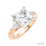 1/2 Ctw Princess Shape Trillion Cut & Round Cut Diamond Semi Mount Engagement Ring in 14K Rose and White Gold