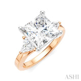 1/2 Ctw Princess Shape Trillion Cut & Round Cut Diamond Semi Mount Engagement Ring in 14K Rose and White Gold