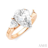 1/2 Ctw Pear Shape Trillion Cut & Round Cut Diamond Semi Mount Engagement Ring in 14K Rose and White Gold