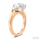 1/2 Ctw Pear Shape Trillion Cut & Round Cut Diamond Semi Mount Engagement Ring in 14K Rose and White Gold