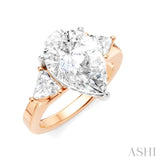 1/2 Ctw Pear Shape Trillion Cut & Round Cut Diamond Semi Mount Engagement Ring in 14K Rose and White Gold