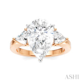 1/2 Ctw Pear Shape Trillion Cut & Round Cut Diamond Semi Mount Engagement Ring in 14K Rose and White Gold