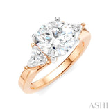 1/2 Ctw Circular Shape Trillion and Round Cut Diamond Semi Mount Engagement Ring in 14K Rose and White Gold