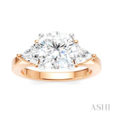 1/2 Ctw Circular Shape Trillion and Round Cut Diamond Semi Mount Engagement Ring in 14K Rose and White Gold