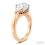 1/2 Ctw Circular Shape Trillion and Round Cut Diamond Semi Mount Engagement Ring in 14K Rose and White Gold