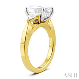 1/2 Ctw Emerald Shape Trillion and Round Cut Diamond Semi Mount Engagement Ring in 14K Yellow and White Gold
