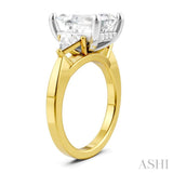 1/2 Ctw Emerald Shape Trillion and Round Cut Diamond Semi Mount Engagement Ring in 14K yellow and White Gold