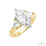1/2 Ctw Marquise Shape Trillion and Round Cut Diamond Semi Mount Engagement Ring in 14K Yellow and White Gold