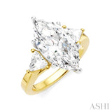 1/2 Ctw Marquise Shape Trillion and Round Cut Diamond Semi Mount Engagement Ring in 14K Yellow and White Gold