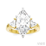 1/2 Ctw Marquise Shape Trillion and Round Cut Diamond Semi Mount Engagement Ring in 14K Yellow and White Gold