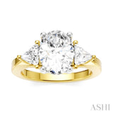 1/2 Ctw Oval Shape Trillion Cut & Round Cut Diamond Semi Mount Engagement Ring in 14K Yellow and White Gold