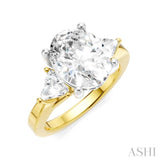 1/2 Ctw Oval Shape Trillion Cut & Round Cut Diamond Semi Mount Engagement Ring in 14K Yellow and White Gold
