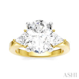 1/2 Ctw Oval Shape Trillion Cut & Round Cut Diamond Semi Mount Engagement Ring in 14K Yellow and White Gold