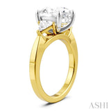1/2 Ctw Oval Shape Trillion Cut & Round Cut Diamond Semi Mount Engagement Ring in 14K Yellow and White Gold