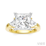 1/2 Ctw Princess Shape Trillion Cut & Round Cut Diamond Semi Mount Engagement Ring in 14K Yellow and White Gold