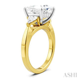 1/2 Ctw Princess Shape Trillion Cut & Round Cut Diamond Semi Mount Engagement Ring in 14K Yellow and White Gold