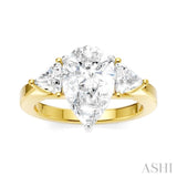 1/2 Ctw Pear Shape Trillion Cut & Round Cut Diamond Semi Mount Engagement Ring in 14K Yellow and White Gold