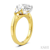 1/2 Ctw Pear Shape Trillion Cut & Round Cut Diamond Semi Mount Engagement Ring in 14K Yellow and White Gold