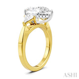 1/2 Ctw Pear Shape Trillion Cut & Round Cut Diamond Semi Mount Engagement Ring in 14K Yellow and White Gold