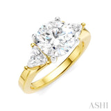 1/2 Ctw Circular Shape Trillion and Round Cut Diamond Semi Mount Engagement Ring in 14K Yellow and White Gold