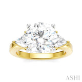 1/2 Ctw Circular Shape Trillion and Round Cut Diamond Semi Mount Engagement Ring in 14K Yellow and White Gold