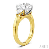 1/2 Ctw Circular Shape Trillion and Round Cut Diamond Semi Mount Engagement Ring in 14K Yellow and White Gold