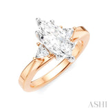 1/4 Ctw Marquise Shape Trillion and Round Cut Diamond Semi Mount Engagement Ring in 14K Rose and White Gold