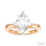 1/4 Ctw Marquise Shape Trillion and Round Cut Diamond Semi Mount Engagement Ring in 14K Rose and White Gold